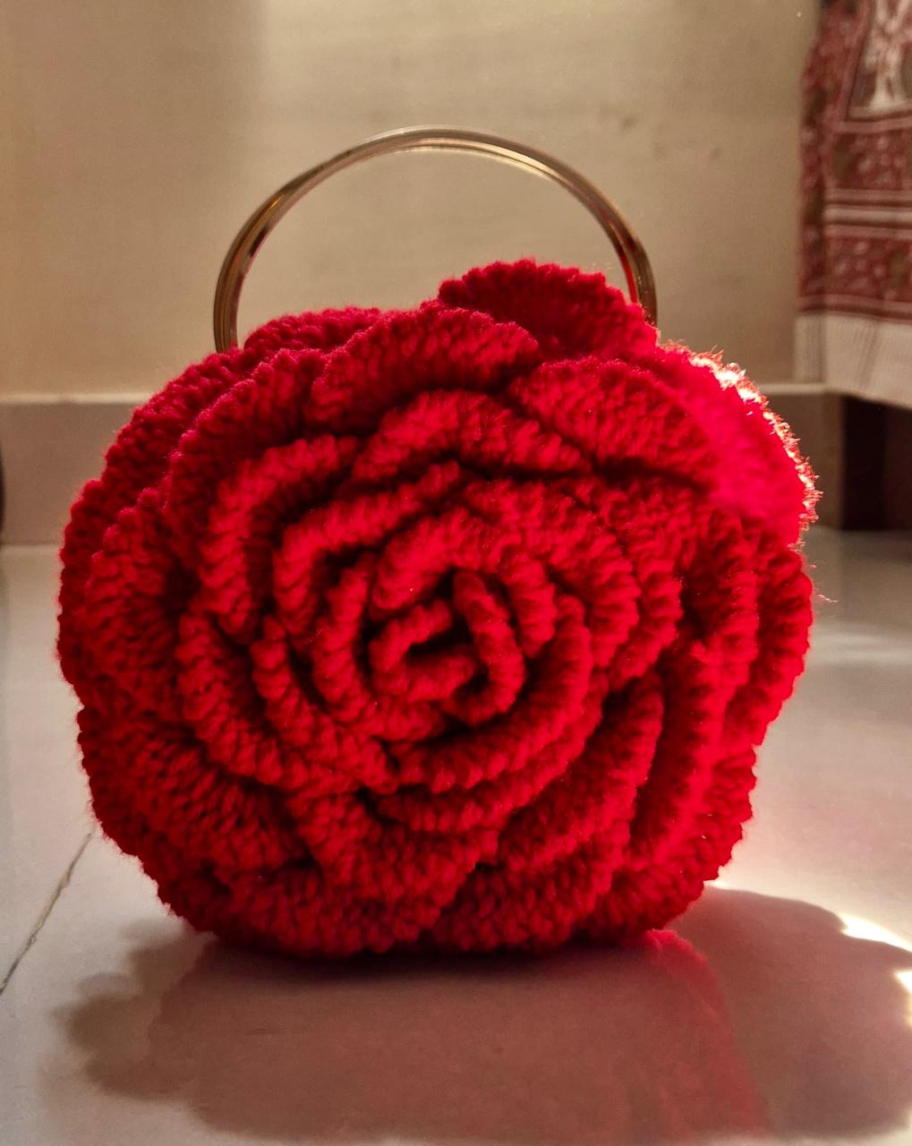 Handmade Crochet Rose Bag