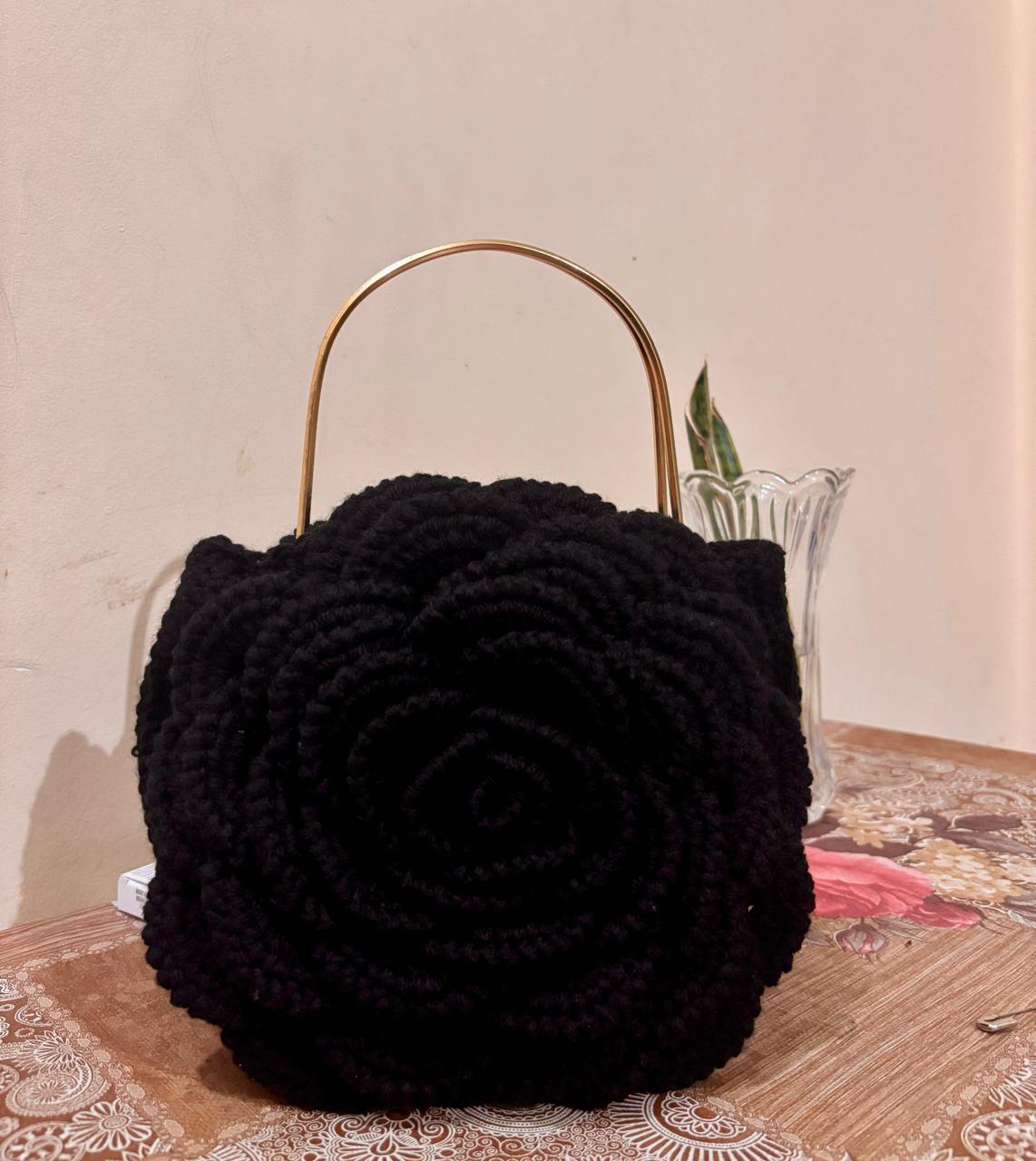 Handmade Crochet Rose Bag