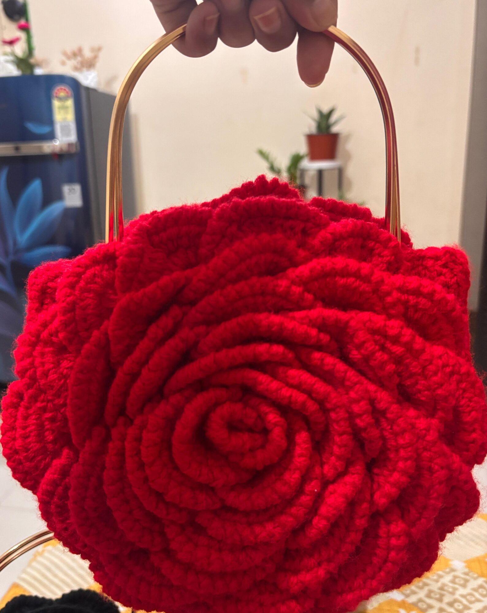 Handmade Crochet Rose Bag