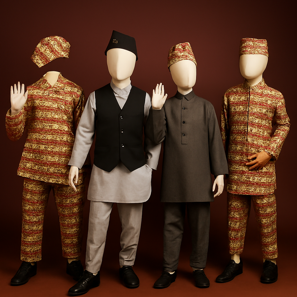Traditional Nepali Kids Boy's Dhaka Dawra Surwal Set – Multiple Colors Available